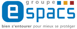 Logo Groupe Espacs : 'e' stylisé bleu, nom 'espacs', et slogan "bien s'entourer pour mieux se protéger".